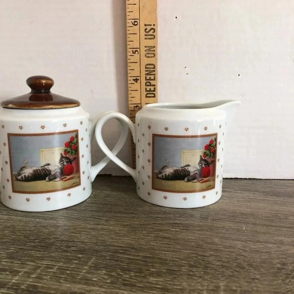 1986  Lowell Herrero Sleeping Cat Serving Set - Picture 4 of 9